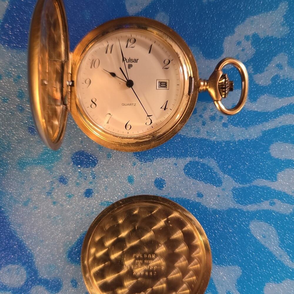Pulsar Quartz Gold Tone Pocket Watch